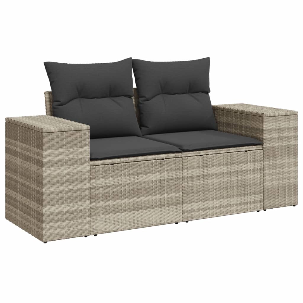 10-tlg. Garten-Sofagarnitur mit Kissen Beige Poly Rattan
