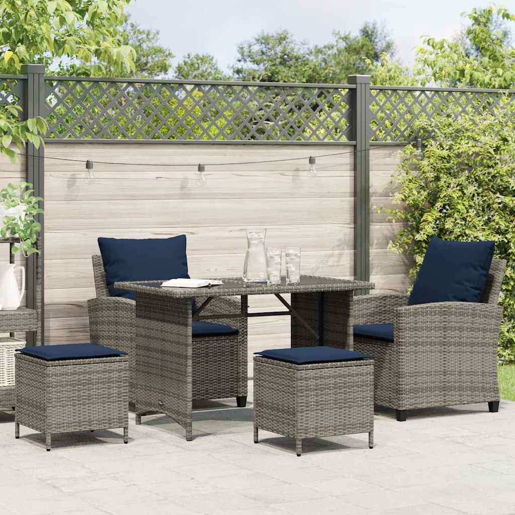 4-tlg. Garten-Sofagarnitur mit Kissen Schwarz Poly Rattan