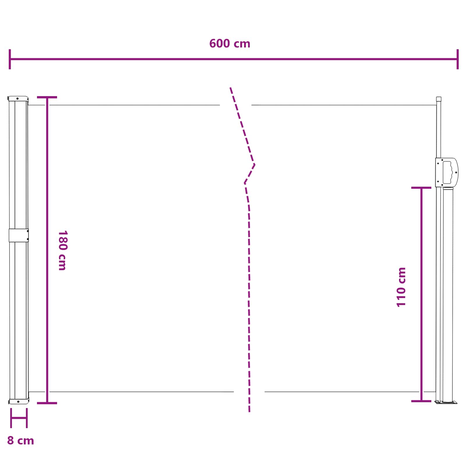 Seitenmarkise Ausziehbar Schwarz 100x300 cm