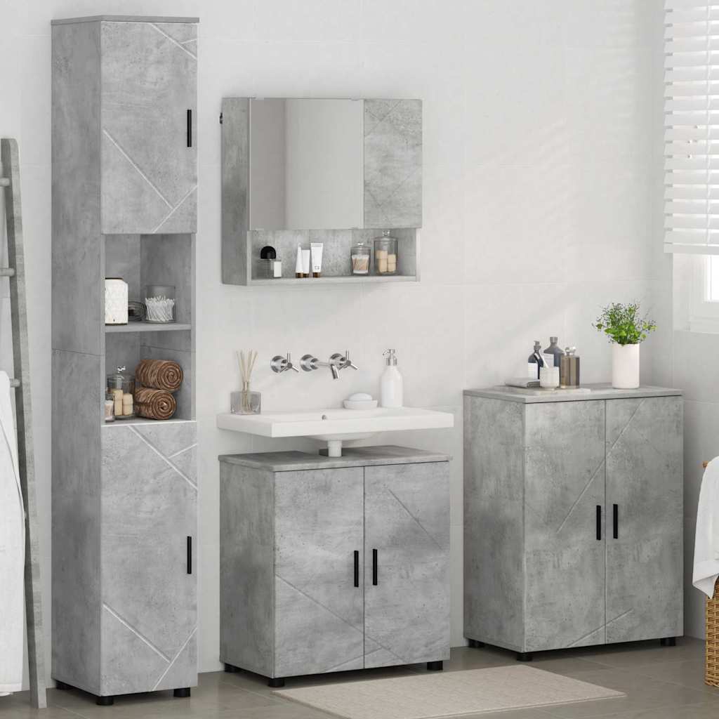 Badezimmermöbel-Set mit Tür 4 pcs Weiß Holzwerkstoff & Metall