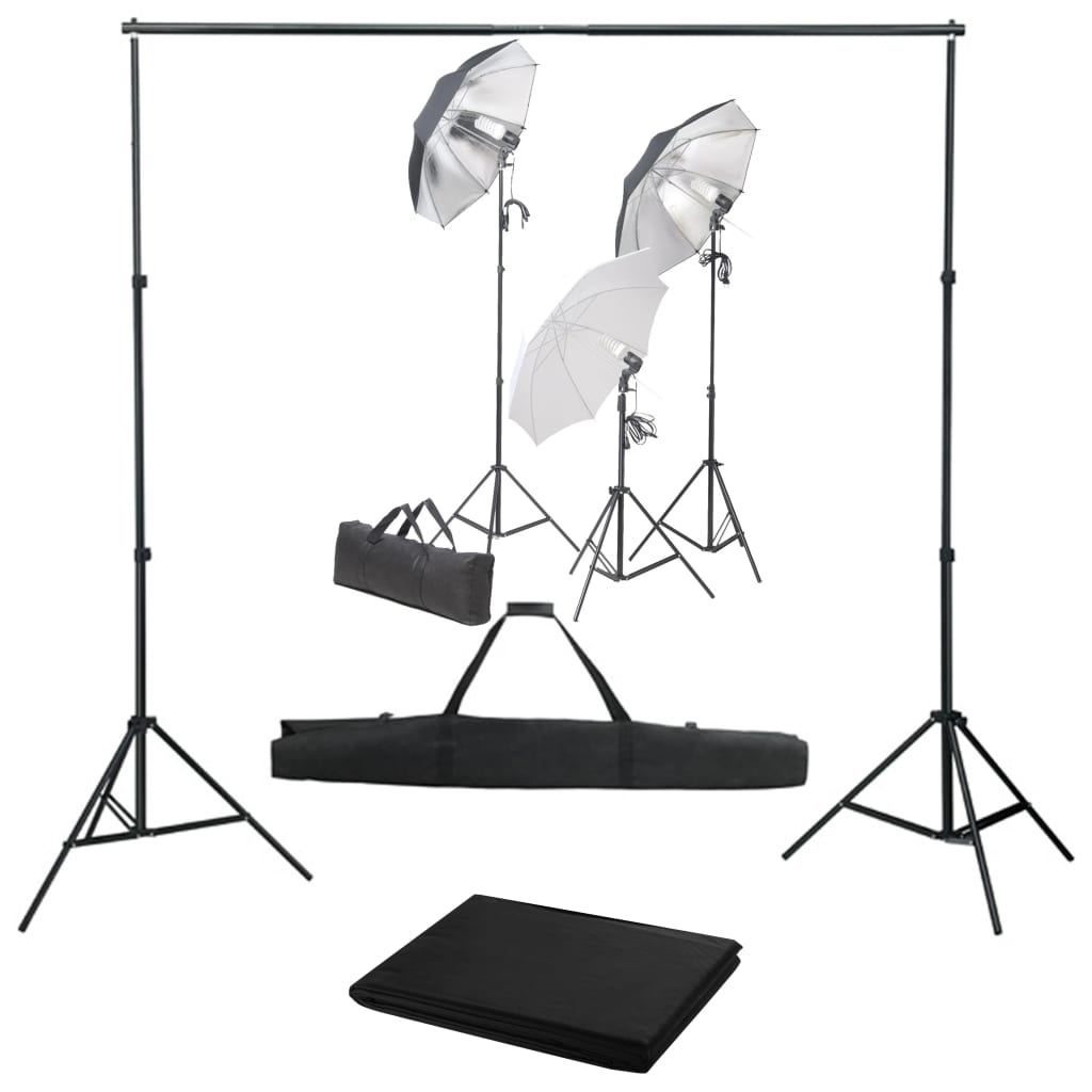 Fotostudio-Set mit Lampen-Set und Hintergrund