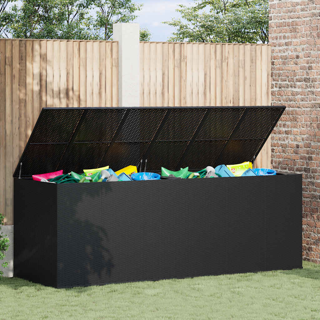 Garten-Kissenbox PE Rattan 100x49x103,5 cm Schwarz