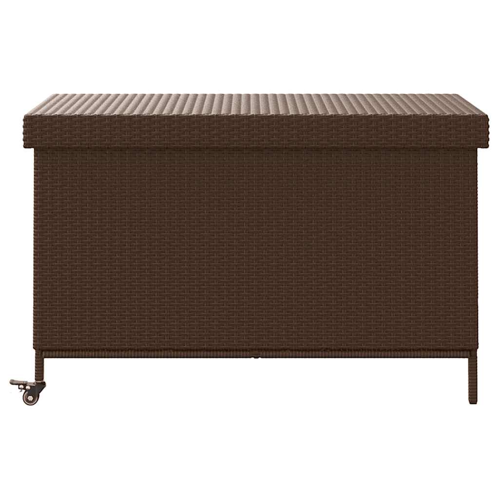Gartentruhe mit Rollen Schwarz 110x55x73 cm Poly Rattan