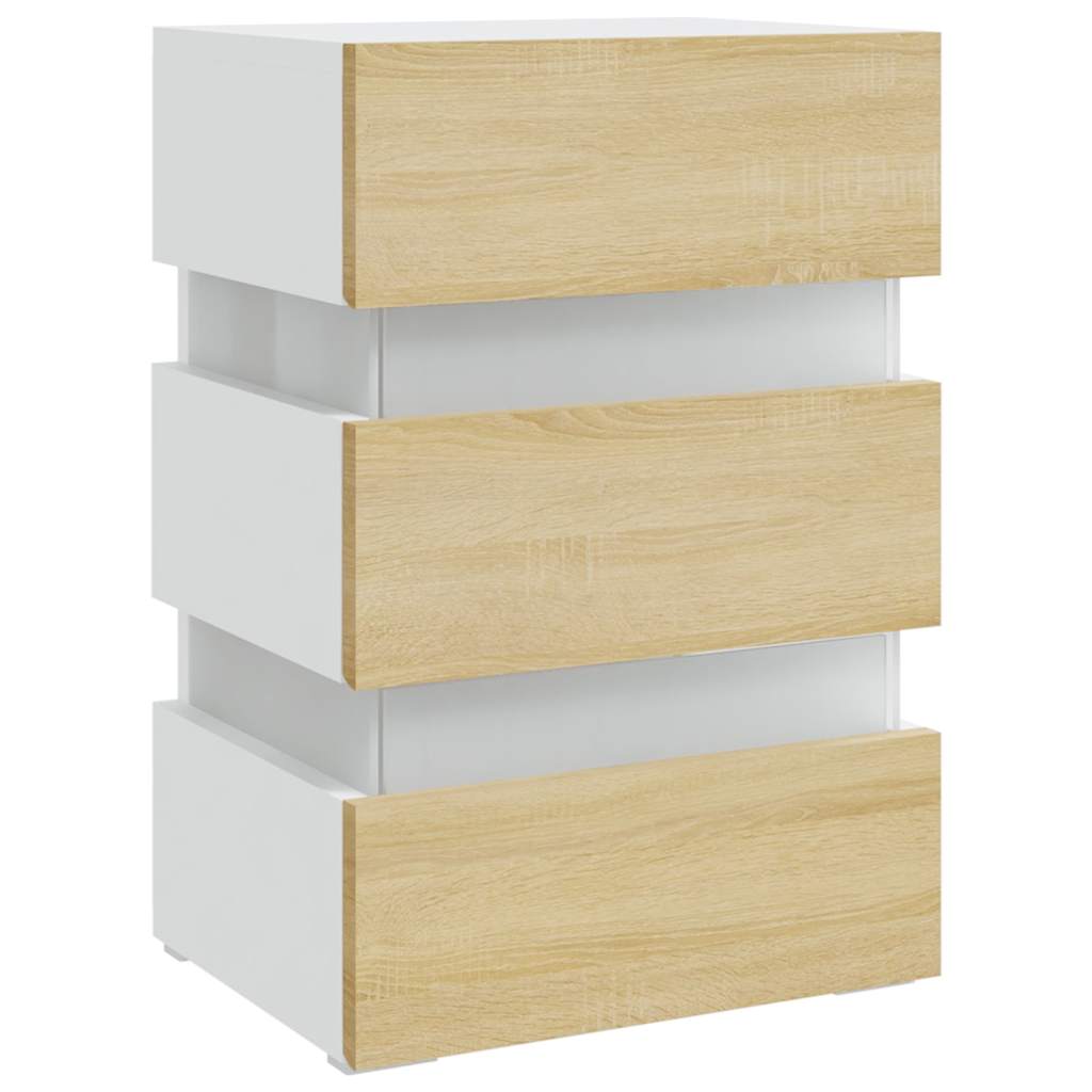 LED-Nachttisch Weiß 45x35x67 cm Holzwerkstoff