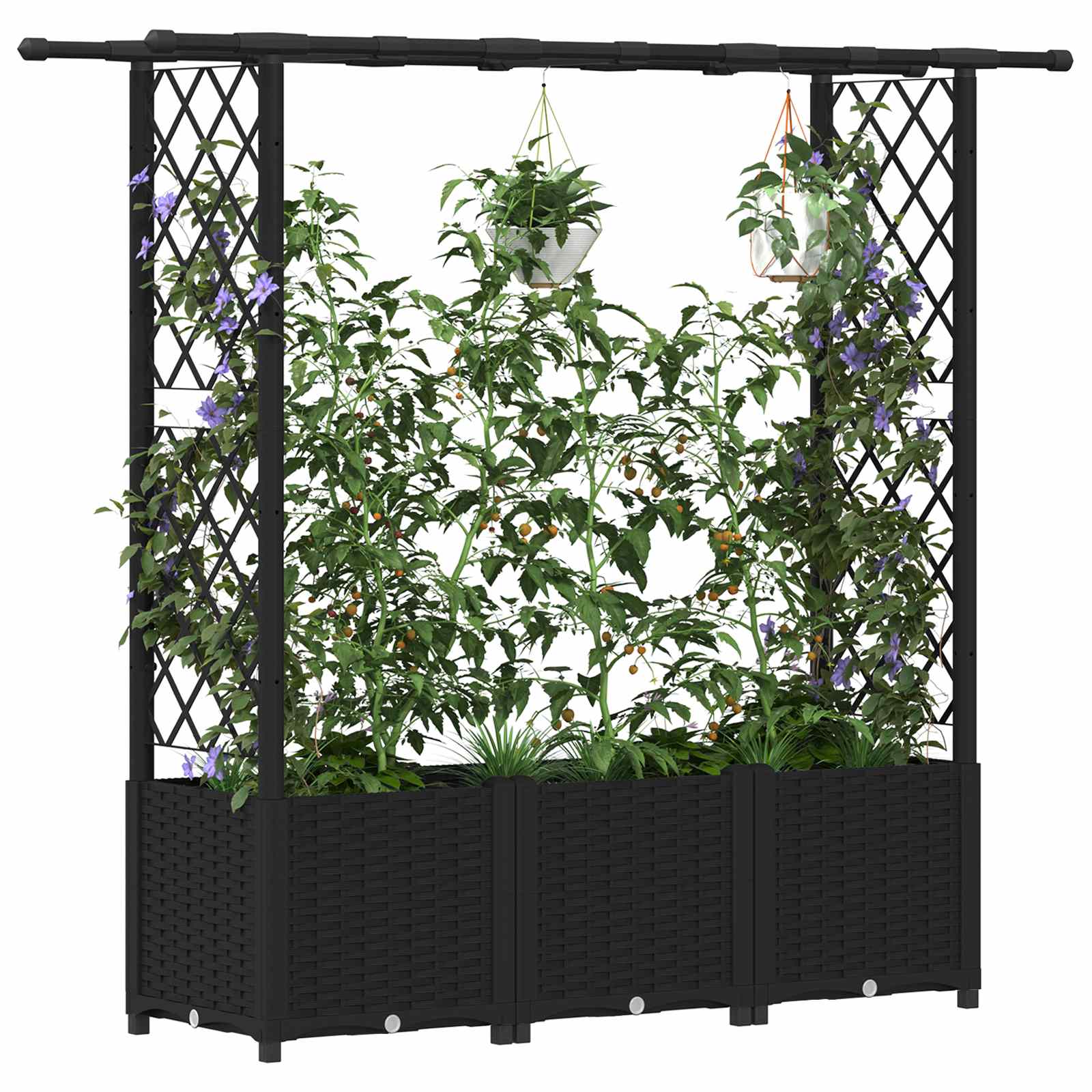 Hochbeet mit Rankgitter und Dach Braun 124 x 40 x 123 cm PP