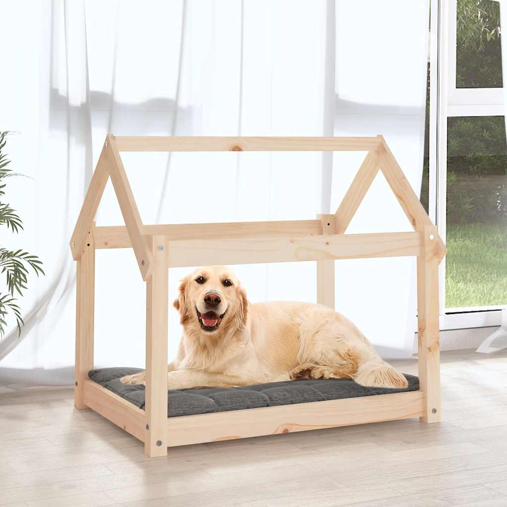 Hundebett Grau 61x50x70 cm Massivholz Kiefer
