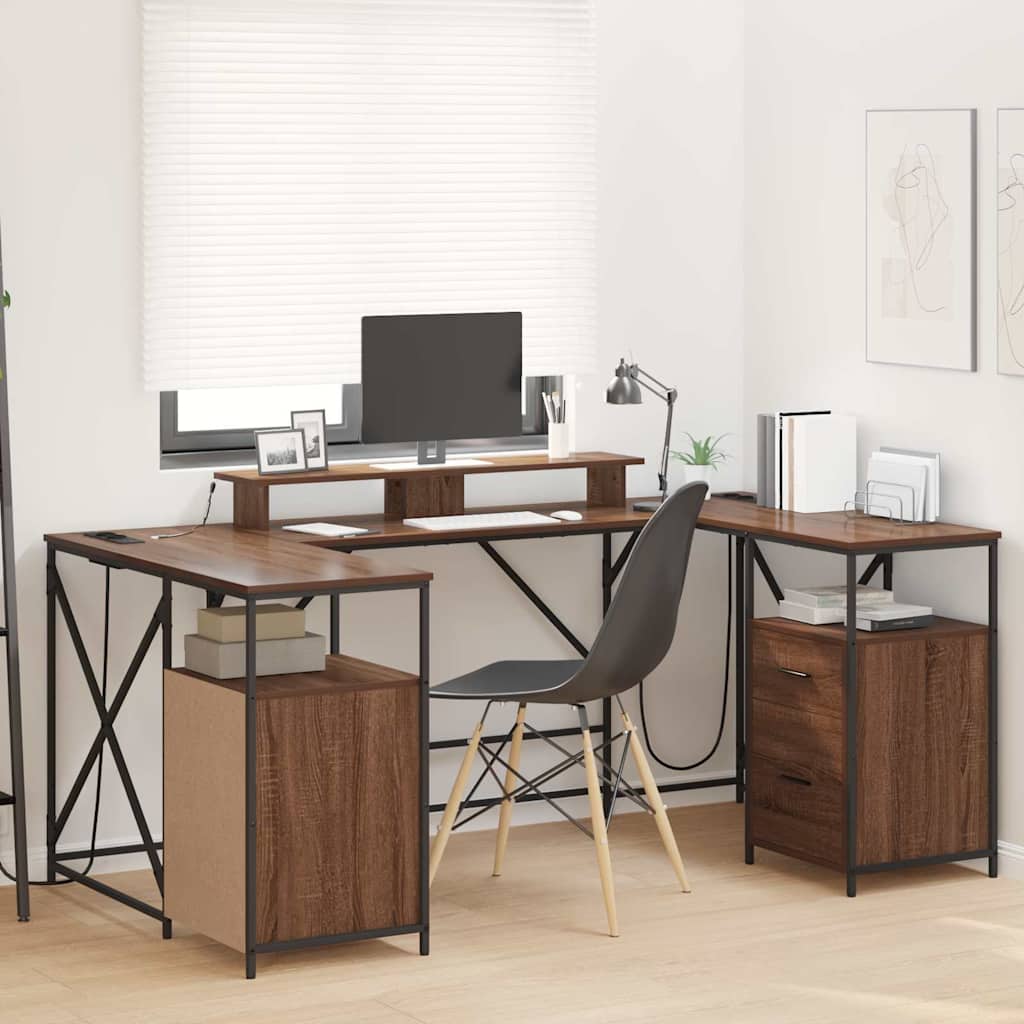 Schreibtisch mit Regal Schwarz Eichen-Optik 182 x 101 x 87,5 cm