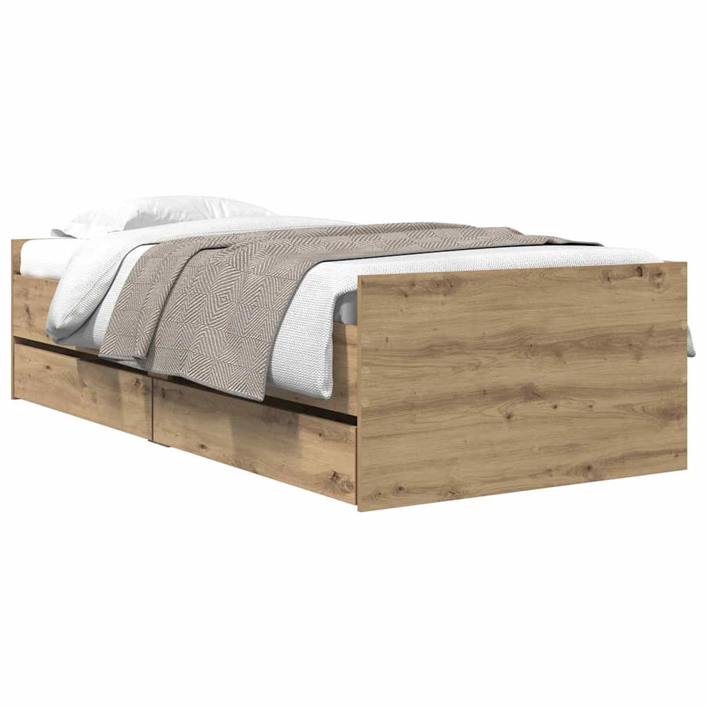 Bett mit Schubladen Braun Eiche-Optik 75x190 cm