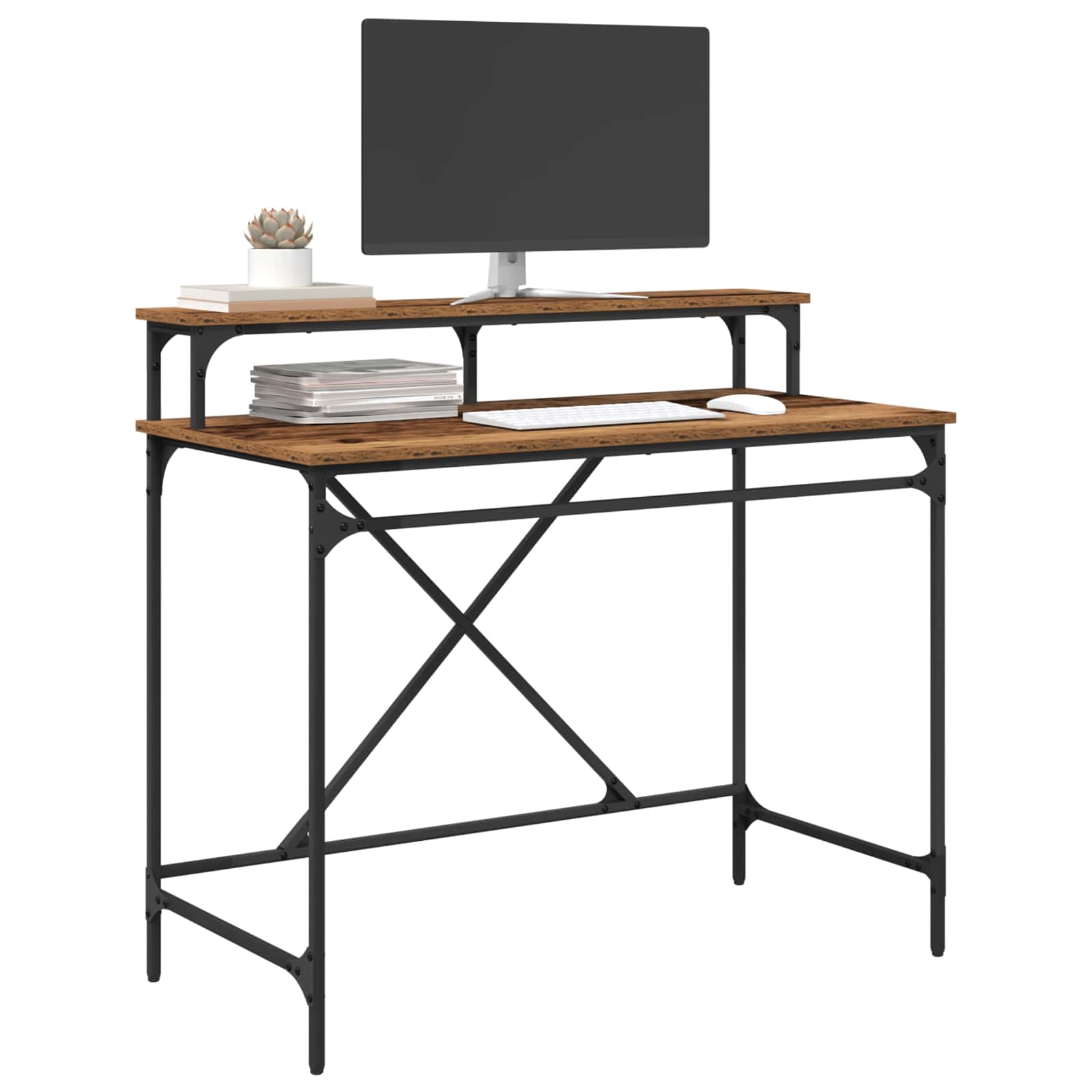 Schreibtisch Sonoma-Eiche 100x50x90 cm Holzwerkstoff und Eisen