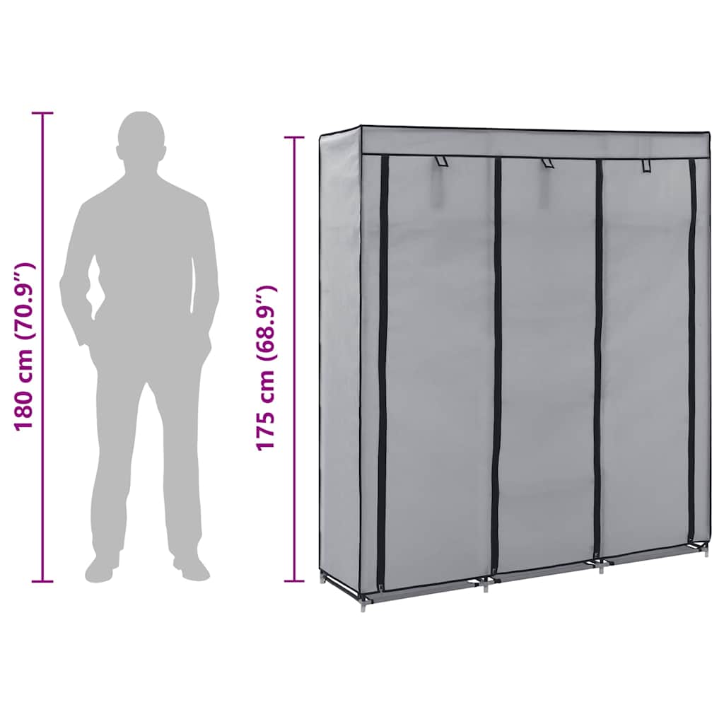 Kleiderschrank mit Fächern Stangen Schwarz 150x45x175cm Stoff