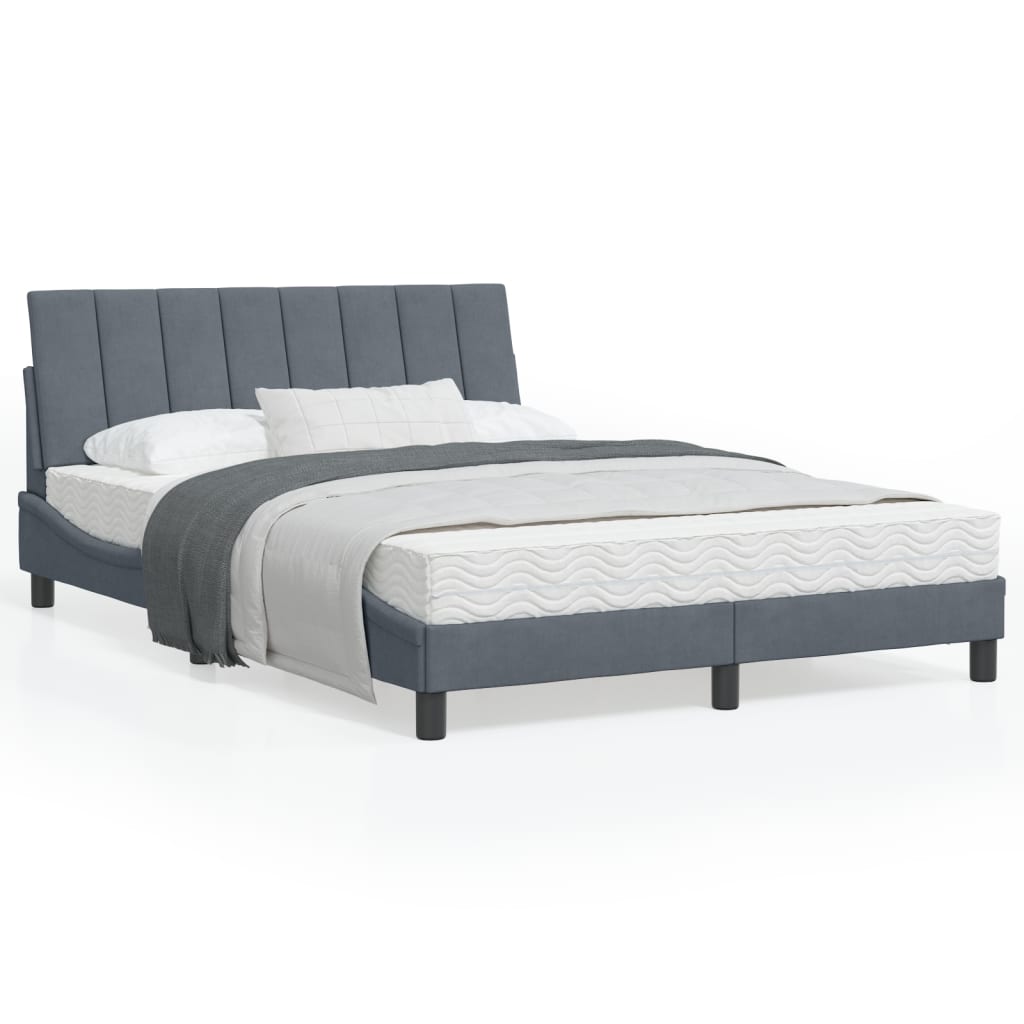 Bett mit Matratze "Hanko" Hellgrau 80x200 cm Samt