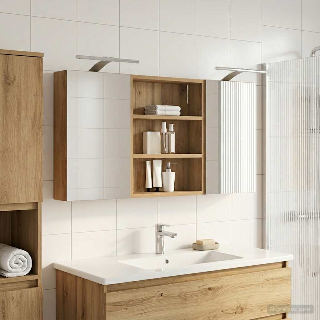 Badezimmerschrank-Set 3 pcs 80 x 10,5 x 50 cm Holzwerkstoff