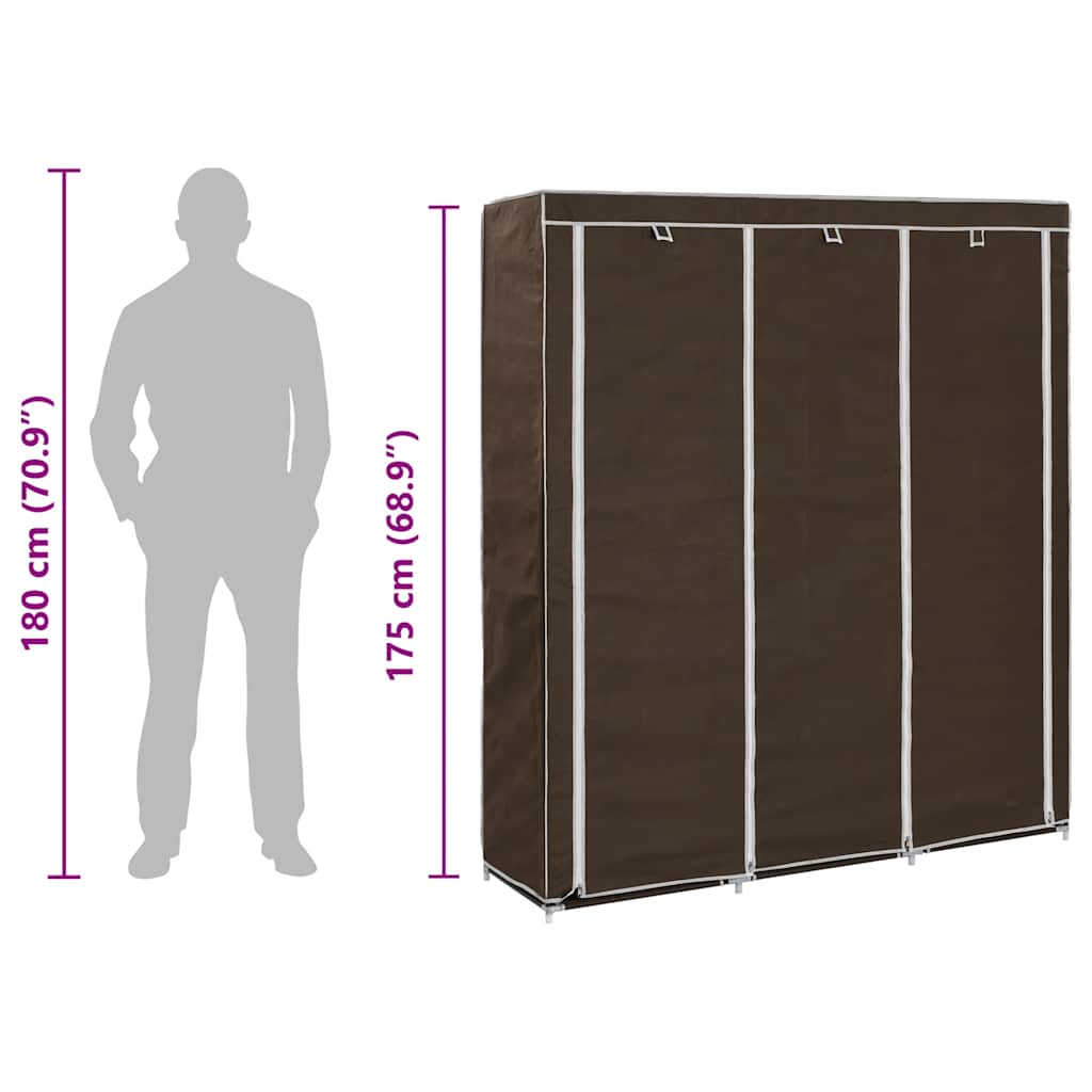 Kleiderschrank mit Fächern Stangen Schwarz 150x45x175cm Stoff