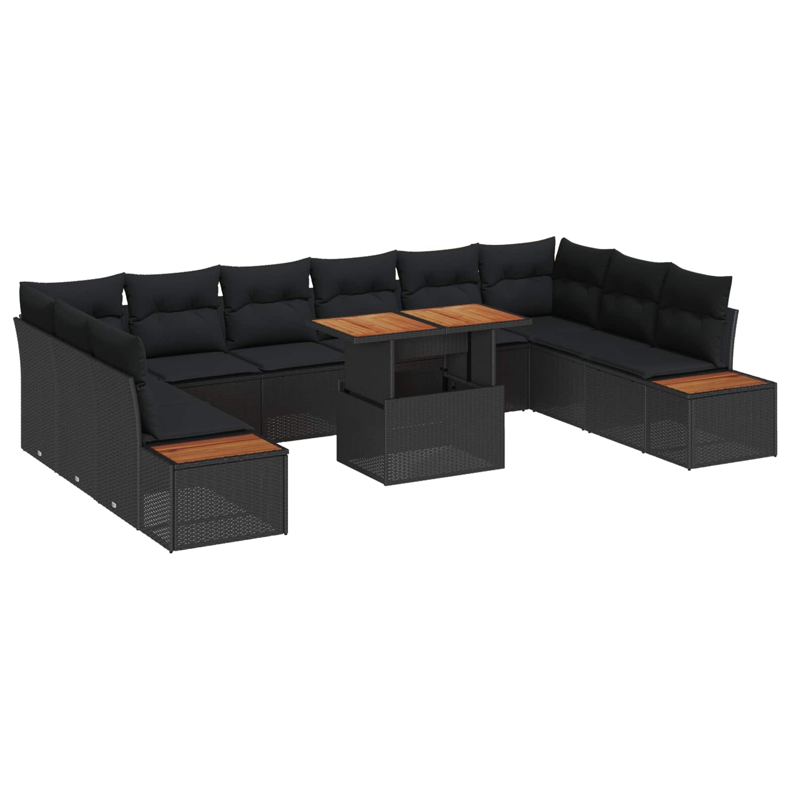 Garten Essgruppe mit Kissen 11 pcs Schwarz und Beige