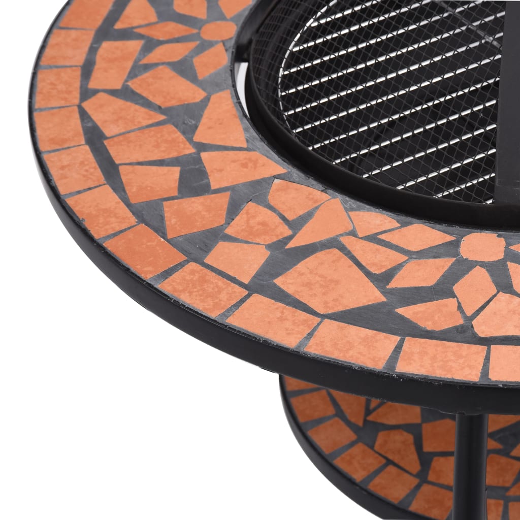 Feuertisch Mosaik Keramik Blau und Weiß 68 cm