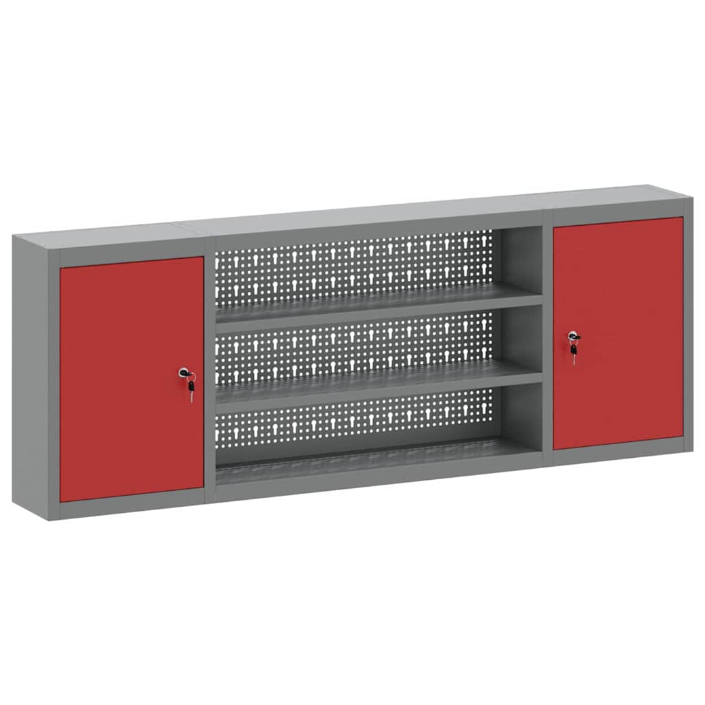 Werkzeugschrank mit Regal Schwarz und Grau 55 x 55 x 55 cm