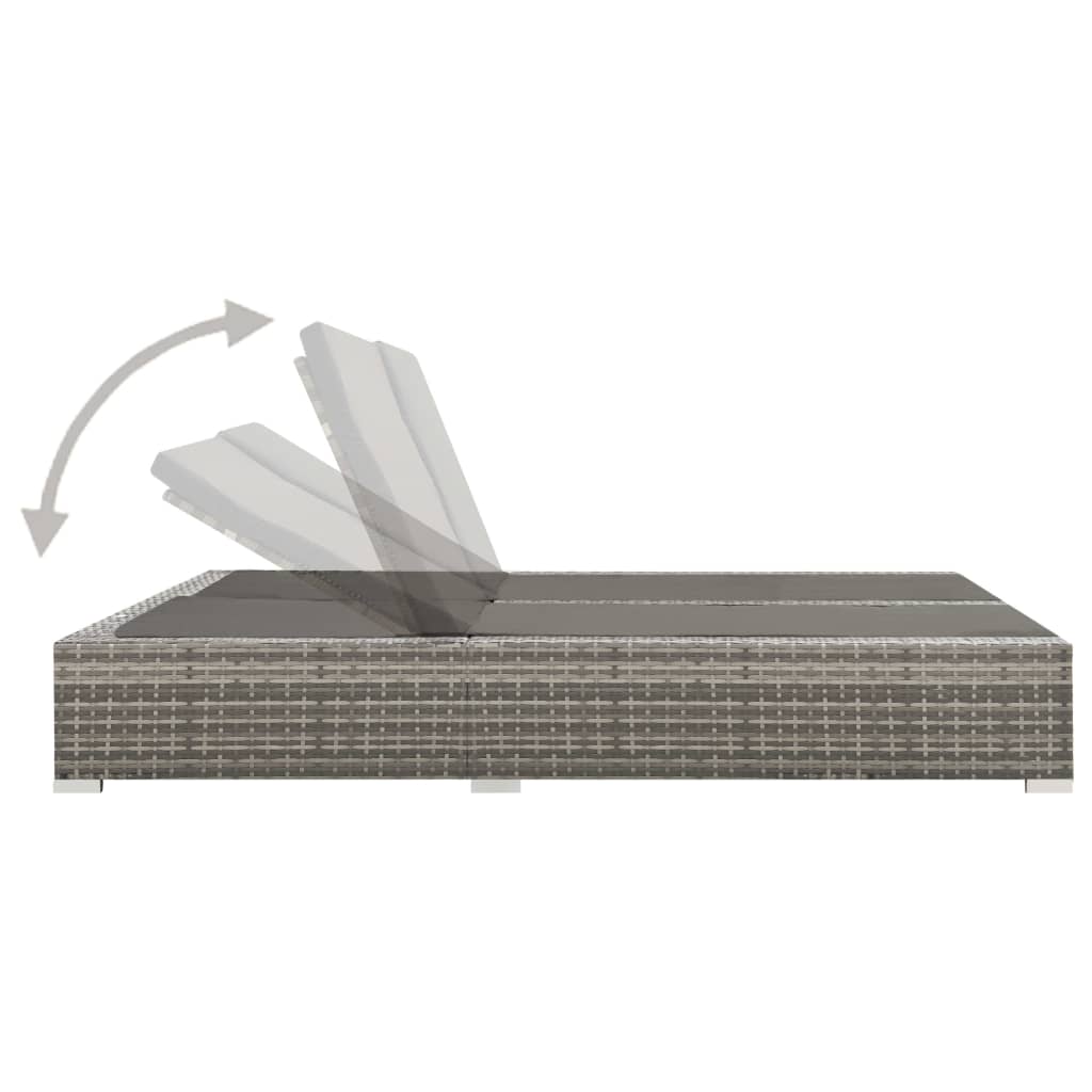 Doppel-Sonnenliege Poly Rattan Braun