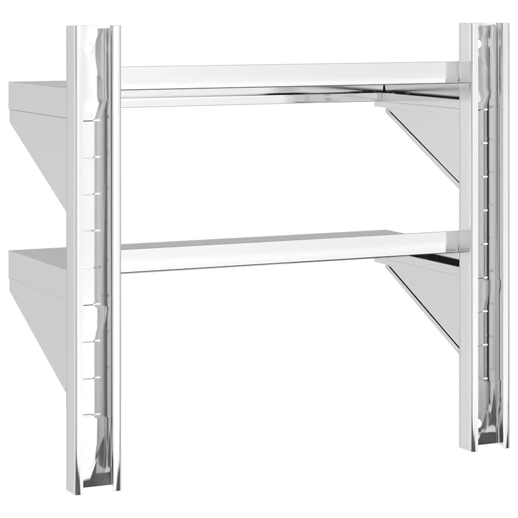 Wandregal mit 2 Böden 100x40x60 cm Silbern Edelstahl