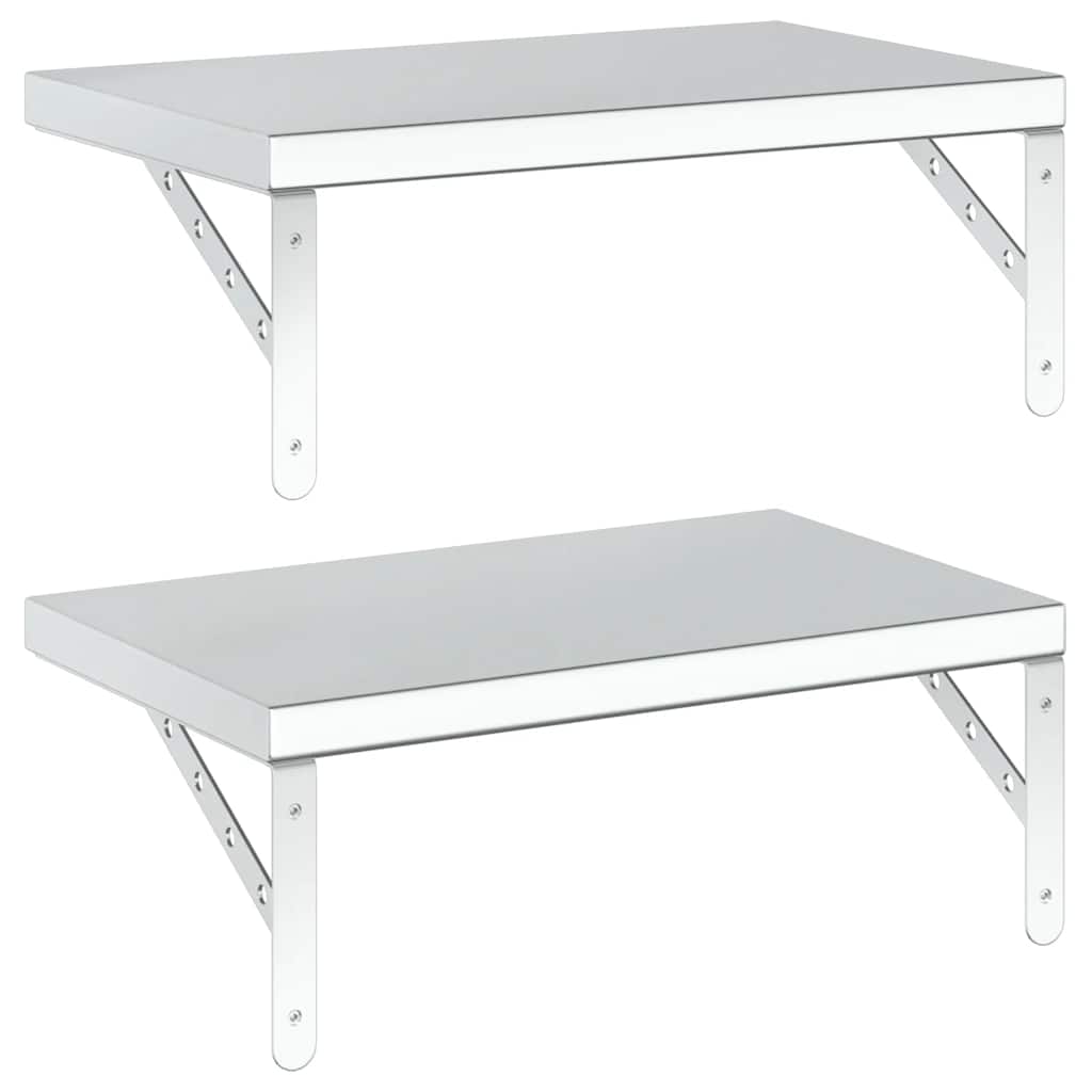 Wandregale 2 Stk. 100x40 cm Silbern Edelstahl