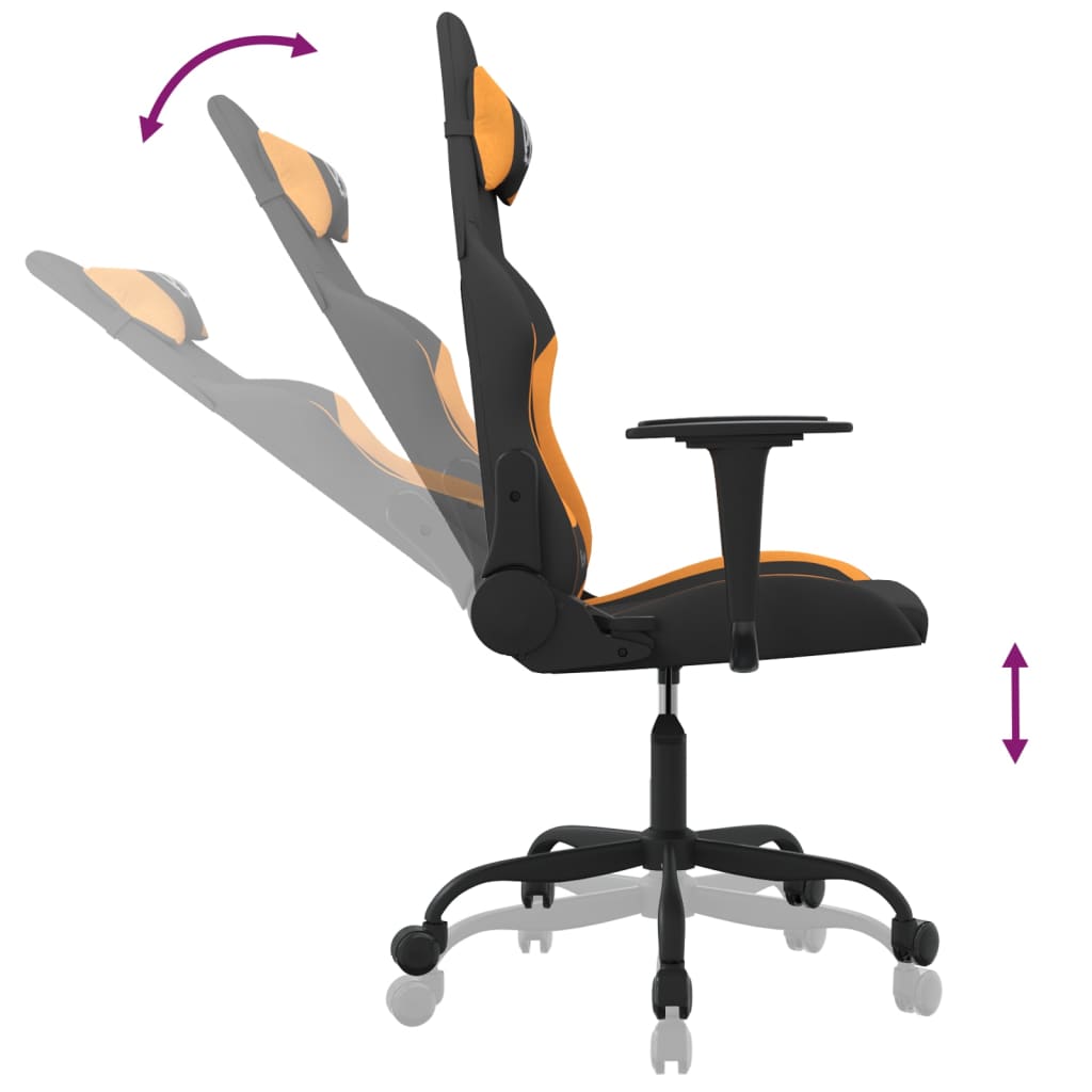 Gaming-Stuhl mit Massagefunktion Schwarz und Creme Stoff
