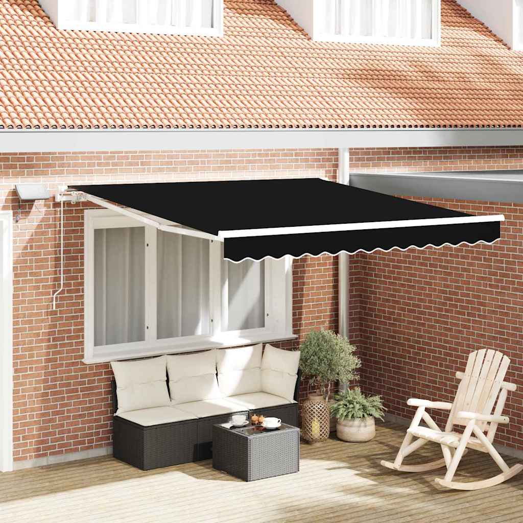 Markise Manuell Einziehbar mit LED 300x250 cm Blau und Weiß