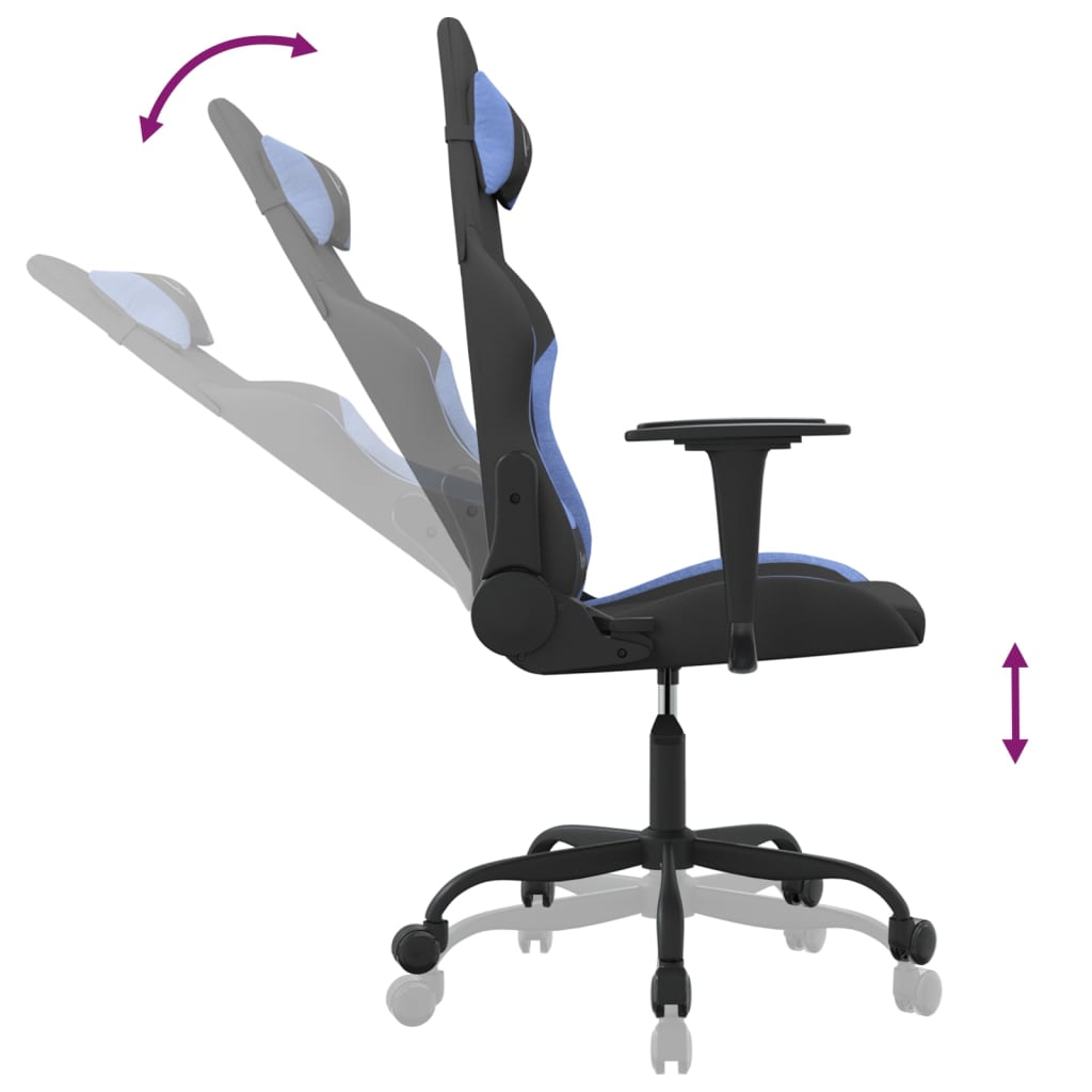 Gaming-Stuhl mit Massagefunktion Schwarz und Creme Stoff