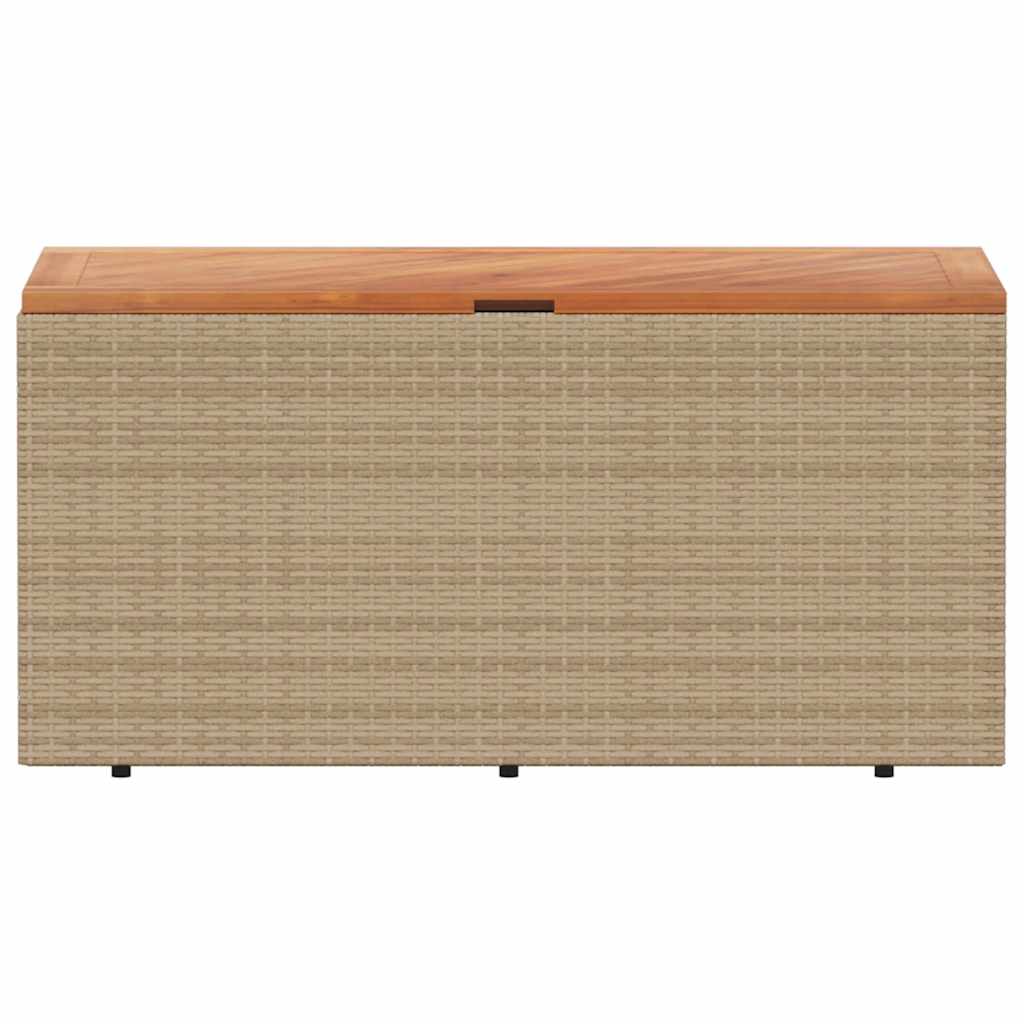 Gartentruhe Schwarz 110x50x54 cm Poly Rattan Akazienholz