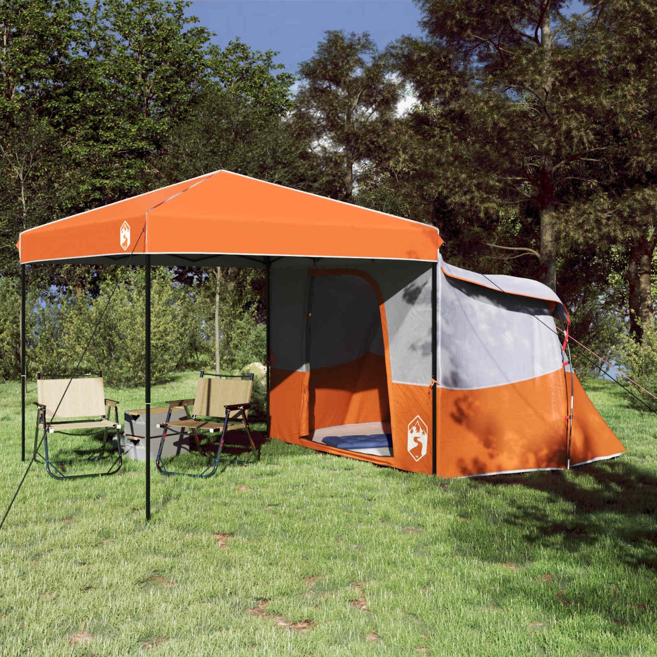 Camping-Zelt-Set mit Dach 2 pcs Blau Taffeta und Stoff