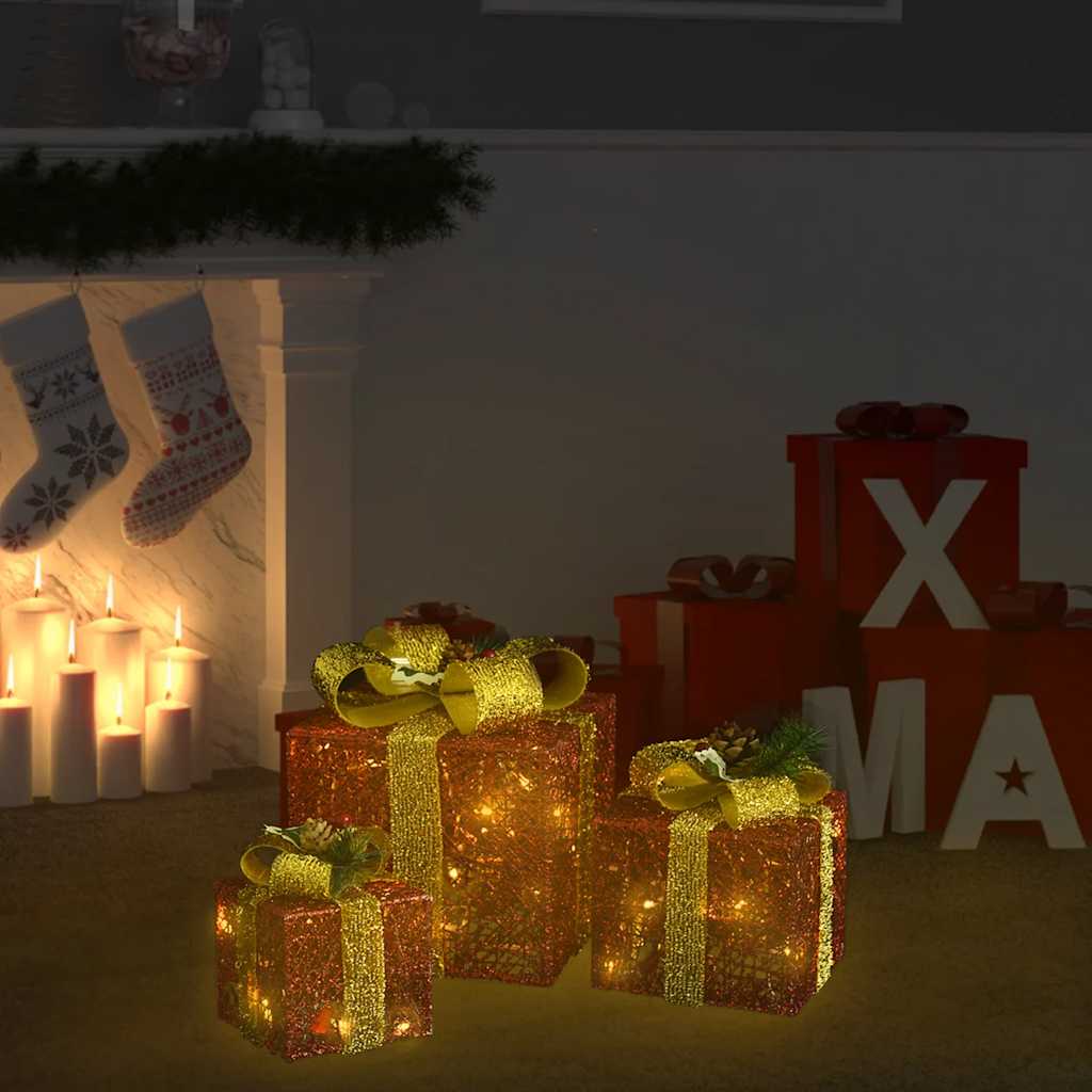 Geschenkboxen Deko-Set 3 Stk. Weiß Outdoor Indoor