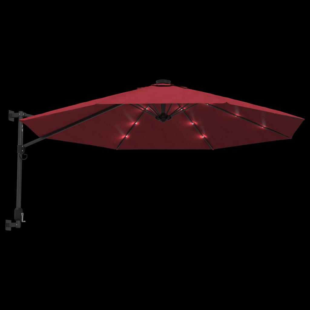 Wand-Sonnenschirm mit LEDs Apfelgrün 290 cm