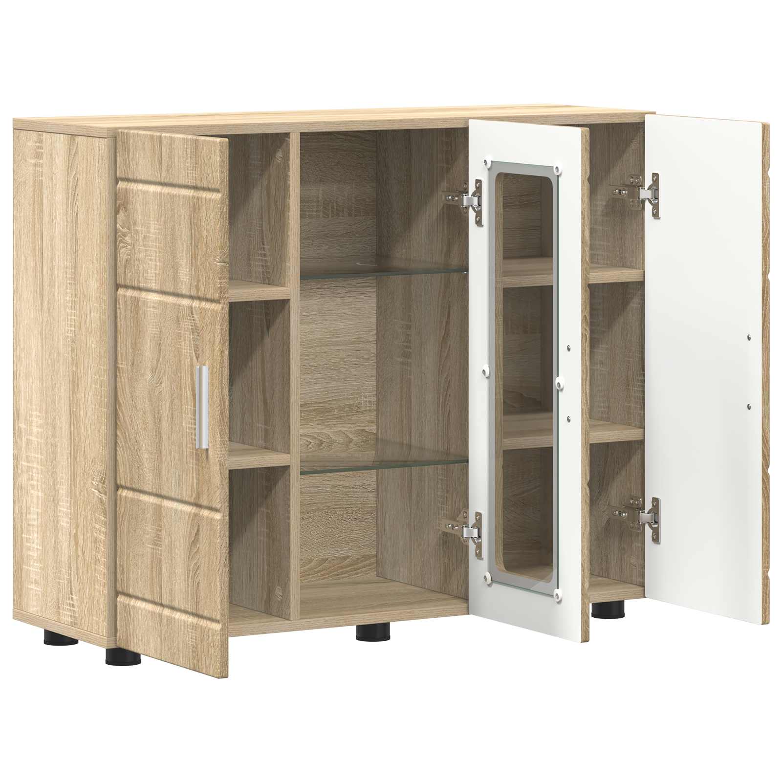 Highboard mit Regal FLORIN Weiß 60 x 35 x 182 cm Holzwerkstoff