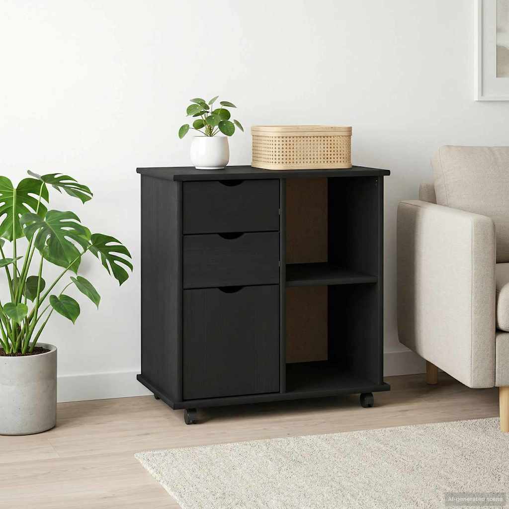Rollschrank Honigbraun 63,5 x 39 x 65,5 cm Massivholz Kiefer