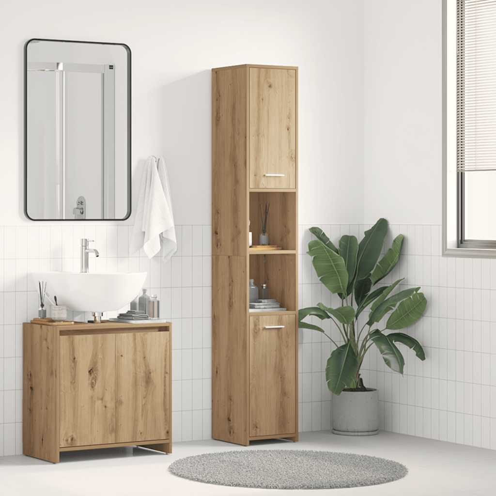 Badezimmerschrank Weiß 30x30x183,5 cm Holzwerkstoff
