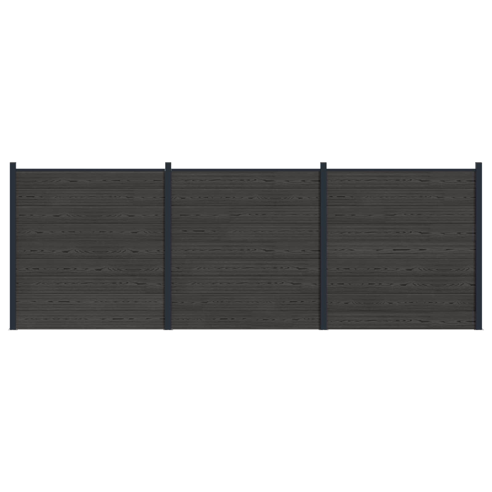 Zaunelement WPC 180x186 cm Schwarz