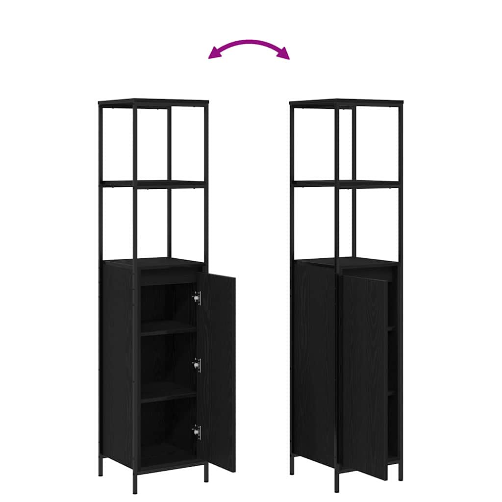 Badezimmermöbel-Set 5 pcs Schwarz Eichen-Optik Holzwerkstoff