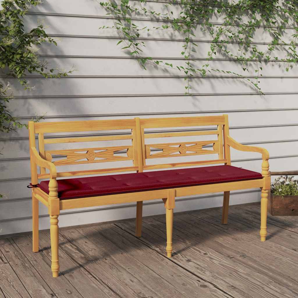Batavia-Gartenbank mit Anthrazit Kissen 120 cm Teak Massivholz