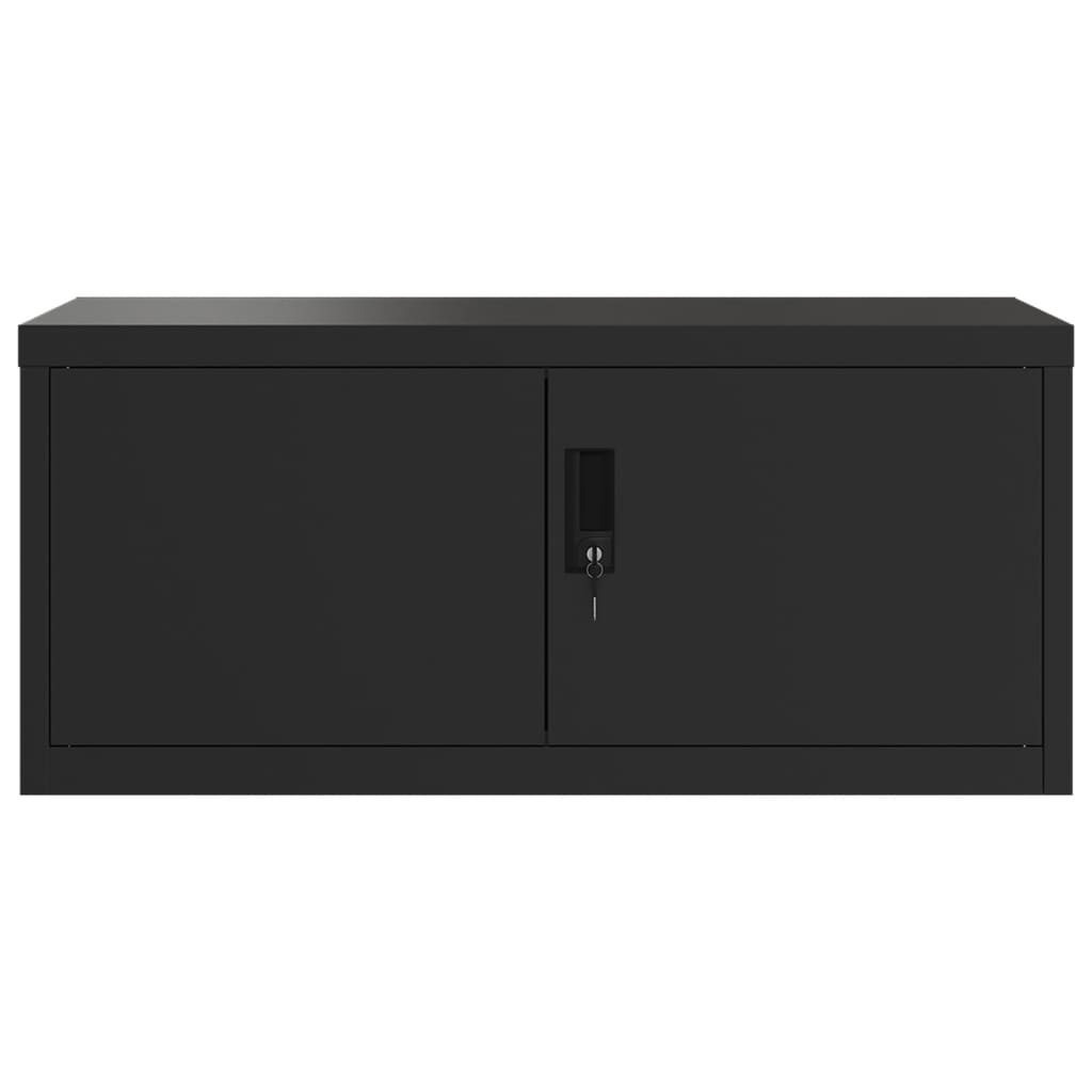 Aktenschrank mit 2 Türen Grau 90 cm Stahl
