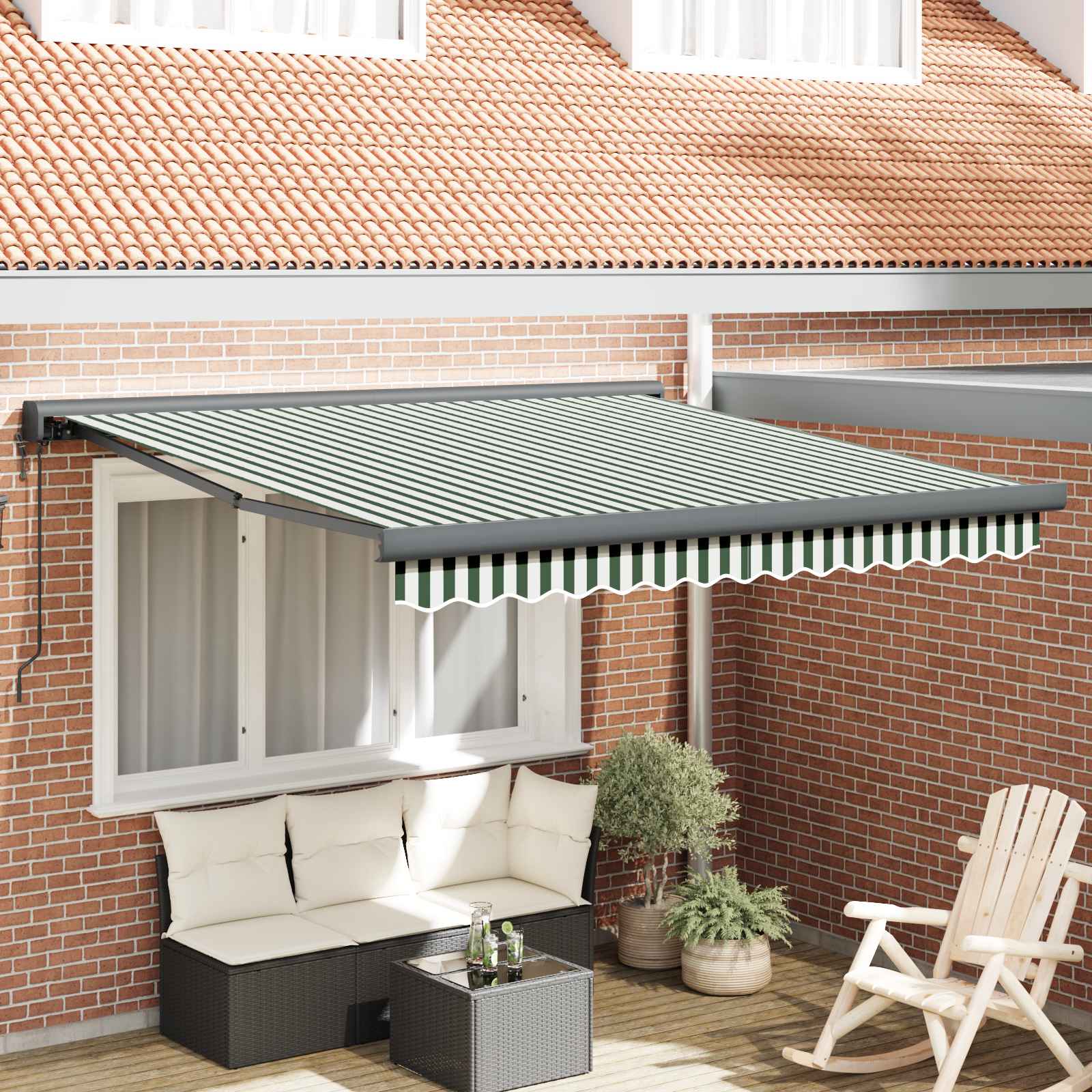 Markise Einziehbar Blau und Weiß 4x3 m Stoff und Aluminium