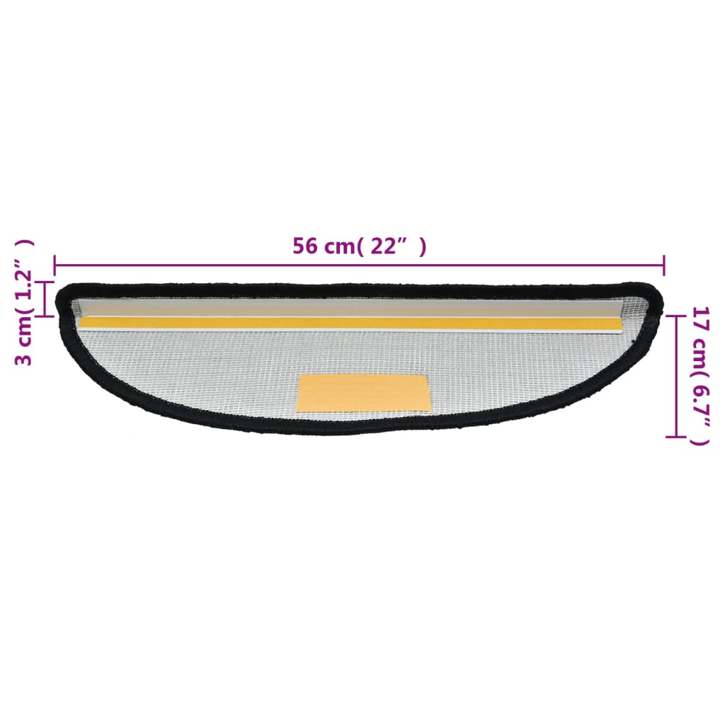 Stufenmatten 15 Stk. 56x17x3 cm Grau Halbrund