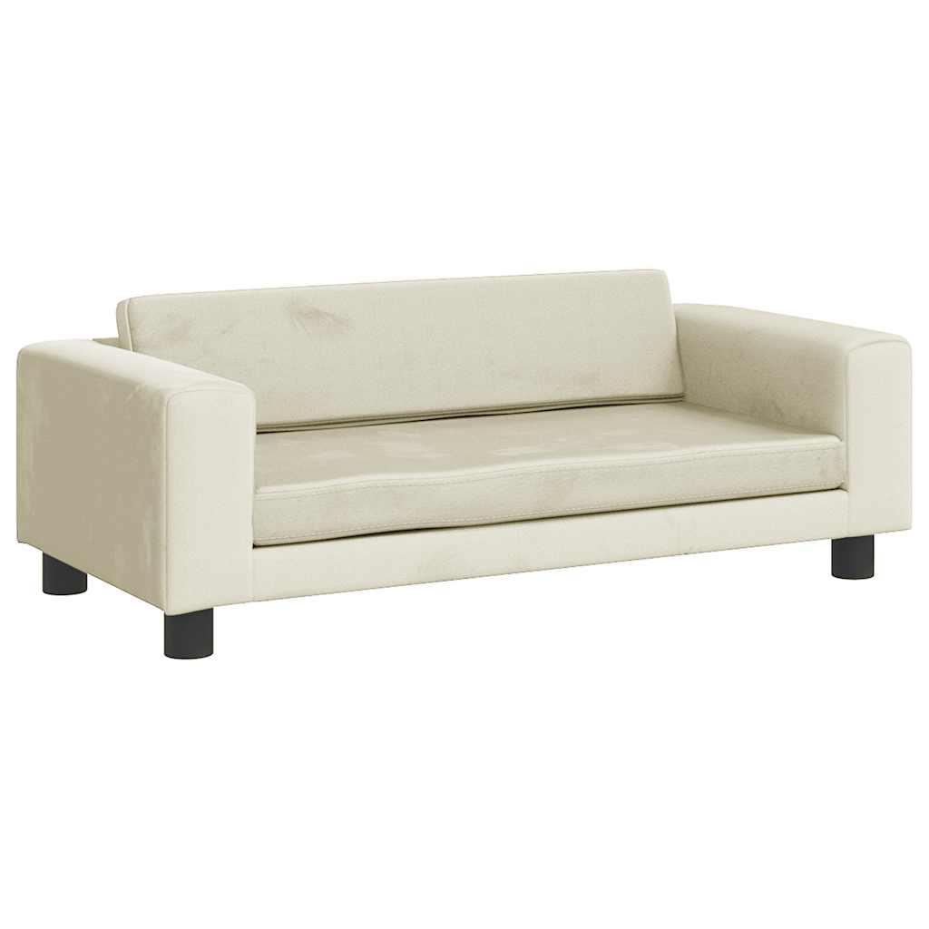 Kindersofa mit Hocker Blau 100x50x30 cm Samt
