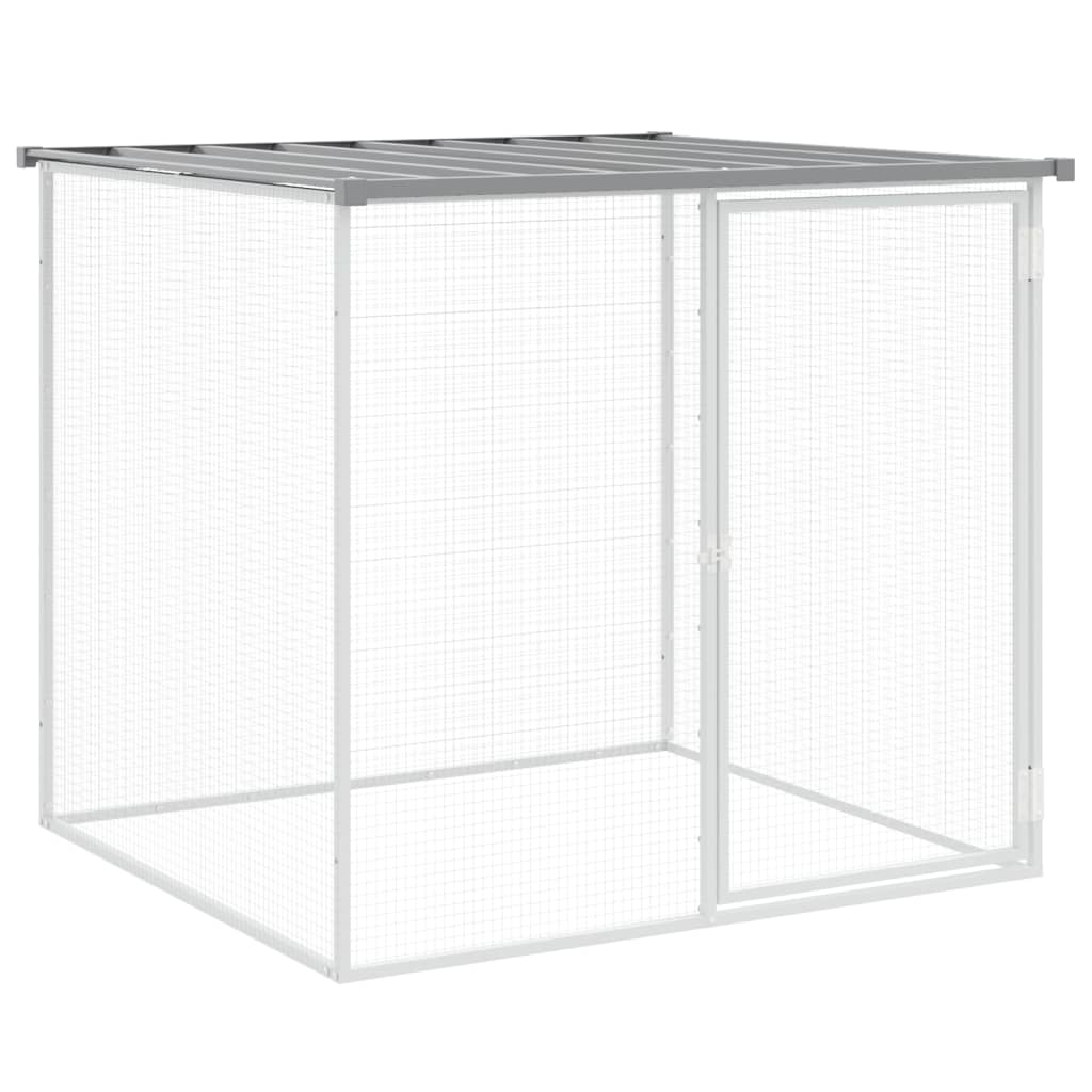 Hühnerkäfig mit Dach Anthrazit 203x98x90 cm Verzinkter Stahl