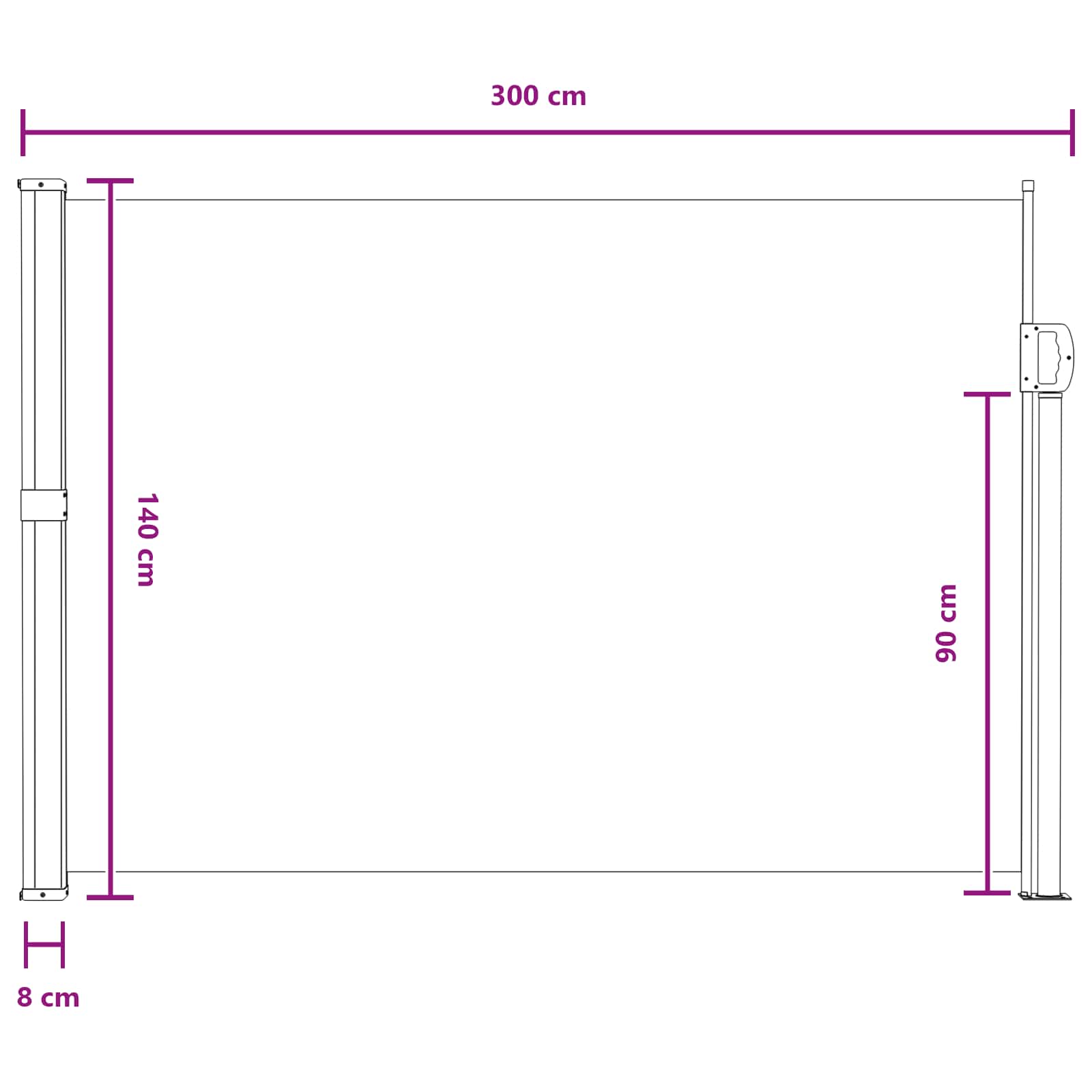 Seitenmarkise Ausziehbar Schwarz 100x300 cm