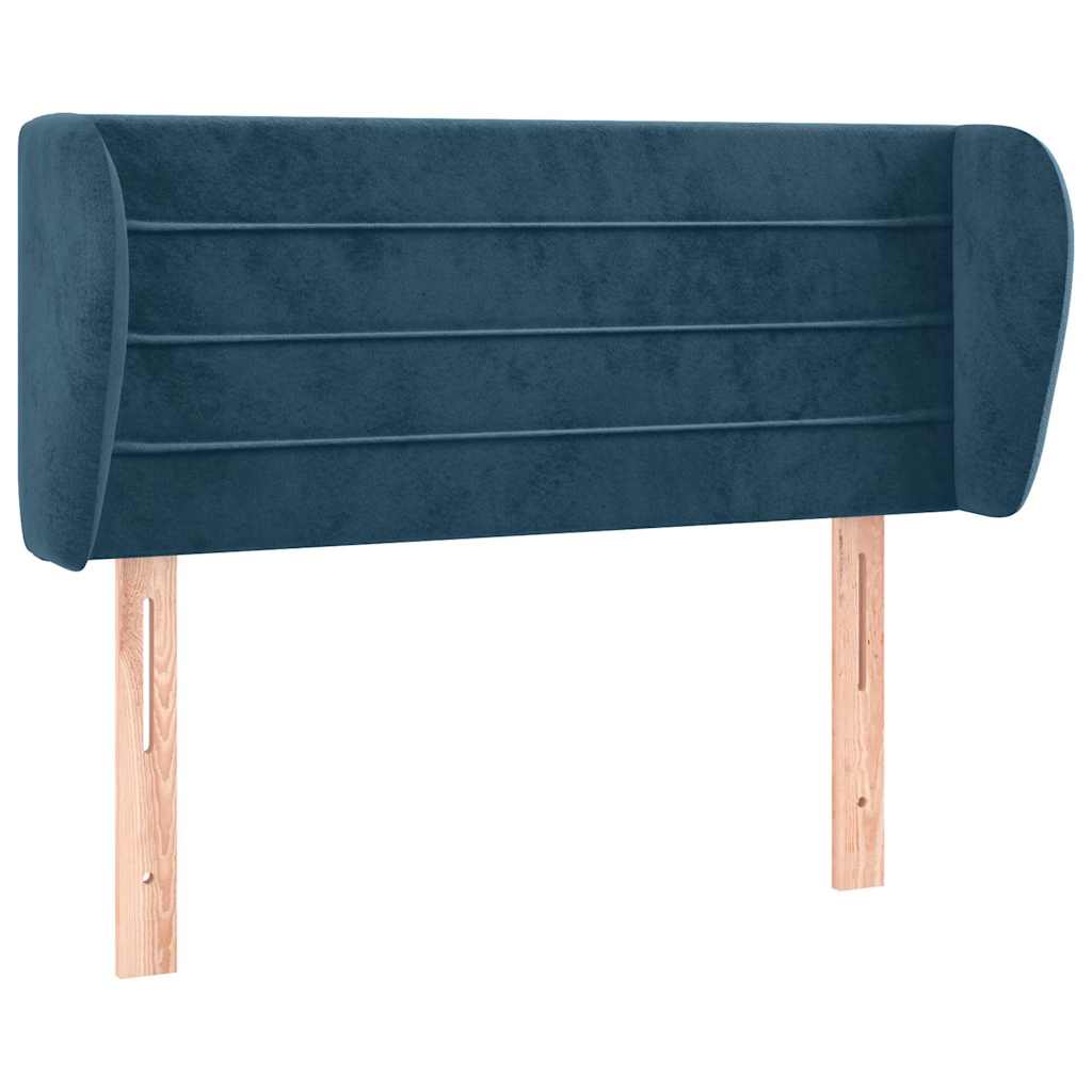 Kopfteil mit Ohren Dunkelblau 203x23x118/128 cm Samt