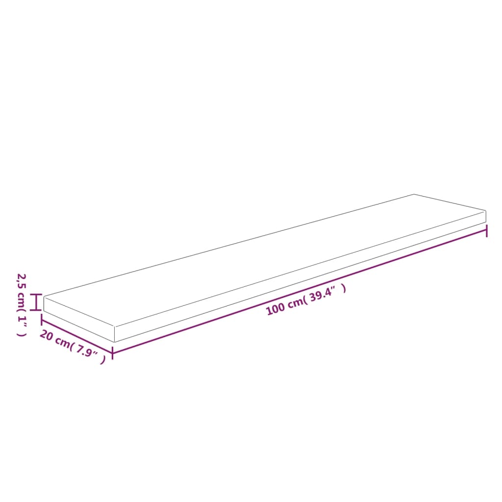 Regalboden 40x20x1,5 cm Unbehandeltes Massivholz Eiche