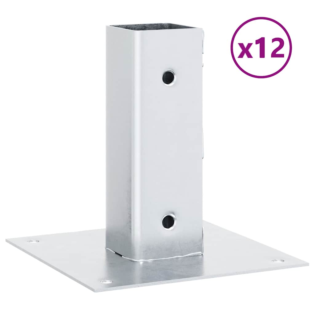 Pfostenträger Quadratisch 4Stk. Silber 46x46mm Verzinkter Stahl