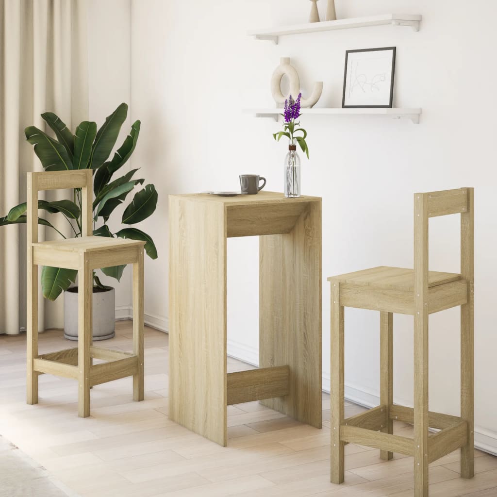 Bartisch Schwarz Eichen-Optik 102 x 50 x 103,5 cm Holzwerkstoff