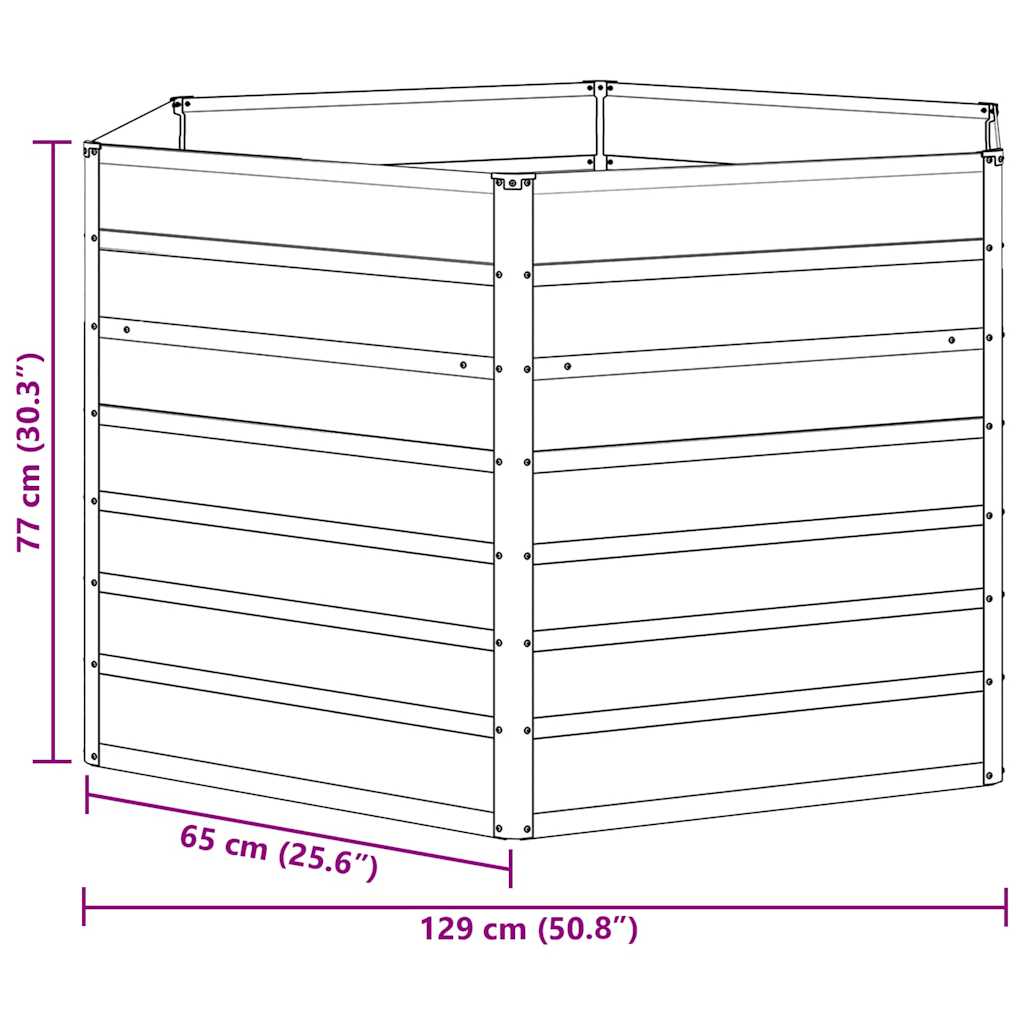 Garten-Hochbeet 129x45 cm Verzinkter Stahl Silber