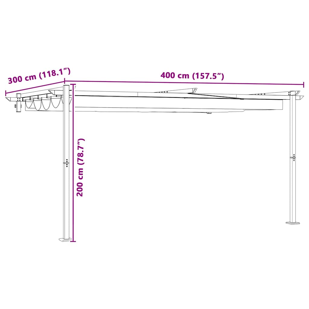 Pavillon 300 x 300 x 200 cm Creme Polyester
