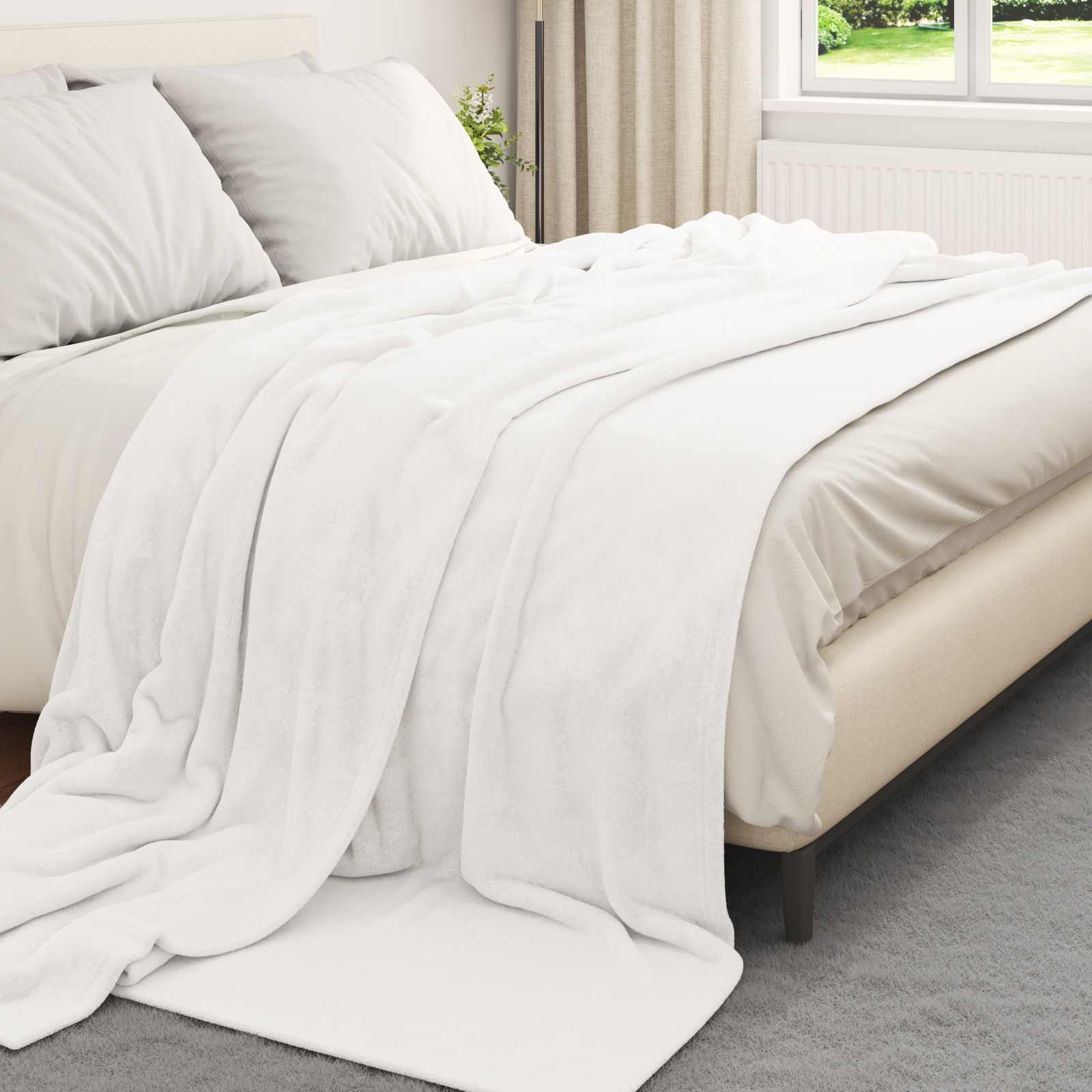 Überwurfdecke Beige 130 x 150 cm Fleece