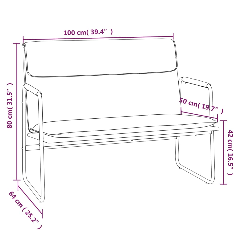 Sitzbank Grau 100x64x80 cm Kunstleder